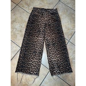 Zara trf collection Wide Leg Crop Leopard Print Size 4